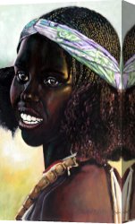 John Canvas Paintings - Young Black African Girl by John Lautermilch
