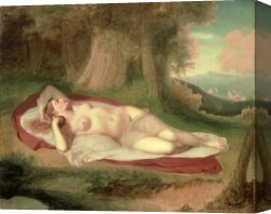Unclothed Canvas Prints - Ariadne Asleep on the Island of Naxos by John Vanderlyn