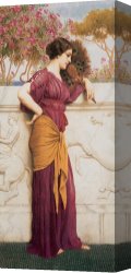 The Feathered Fan Canvas Prints - The Peacock Fan by John William Godward