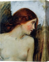 Oil Canvas Paintings - Study for The Head of Echo c.1903 Oil on Canvas See 55607 by John William Waterhouse