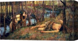 Naiad Canvas Prints - The Naiad 1893 Hylas with a Nymph by John William Waterhouse