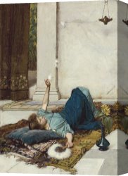 The Feathered Fan Canvas Prints - The White Feather Fan by John William Waterhouse