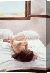 African Keeping a Horse at The Side of a Sea Canvas Paintings - Sea Light on Your Body by John Worthington