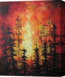 Wild Boars Canvas Paintings - Kelowna Wild Fires by Jordanka Yaretz