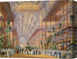 Apartments of Queen Elizabeth of Prussia, Charlottenburg Palace, Berlin Canvas Prints - Queen Victoria Opening the 1862 Exhibition after Crystal Palace moved to Sydenham by Joseph Nash