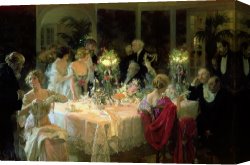 The End of Dinner Canvas Prints - The End of Dinner by Jules Alexandre Grun