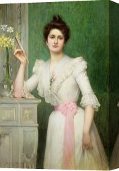 Lady Clown Canvas Prints - Portrait of a lady holding a fan by Jules-Charles Aviat