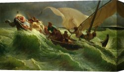Transportation Canvas Prints - Christ Asleep in his Boat by Jules Joseph Meynier
