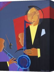 Latin Jazz Canvas Paintings - Jazz Sharp by Kaaria Mucherera