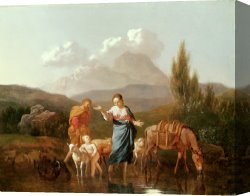 Family Canvas Prints - Holy family at a stream by Karel Dujardin