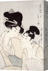 Headdress Canvas Prints - The Pleasure Of Conversation by Kitagawa Utamaro