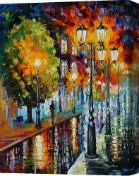 Night Canvas Paintings - After A Rainy Night by Leonid Afremov