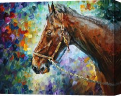 Horse Race Canvas Paintings - Horse - Commissioned Painting by Leonid Afremov