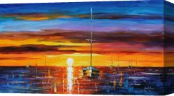 Hot Quartet Canvas Prints - Hot Sunrise by Leonid Afremov