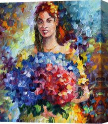 Lady Clown Canvas Prints - Lady With Flowers - Commissioned Painting by Leonid Afremov
