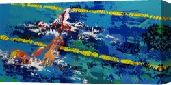 Olympics Canvas Paintings - Olympic Swimmer by Leroy Neiman