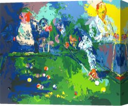 Room Canvas Paintings - Pool Room by Leroy Neiman