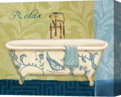 Bath Canvas Prints - Blue Botanical Bath II by Lisa Audit