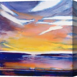 Seascapes Canvas Paintings - Evening Seascape by Lou Gibbs