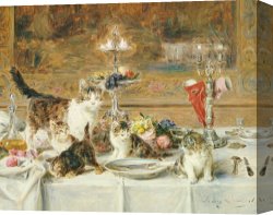 The End of Dinner Canvas Prints - After Dinner Guests by Louis Eugene Lambert