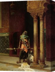 Nubian Horseman at The Gallop Canvas Paintings - A Nubian Guard by Ludwig Deutsch