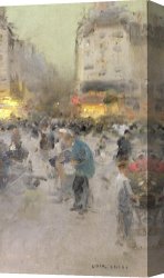 Street Canvas Prints - A Paris Street Scene by  Luigi Loir