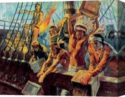Boston Celebration Canvas Prints - The Boston Tea Party by Luis Arcas Brauner