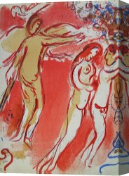 Eve Canvas Paintings - Bible Adam Et Eve Chasses Du Paradis by Marc Chagall