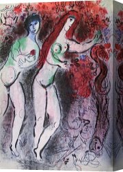 Eve Canvas Paintings - Bible Adam Et Eve Et Le Fruit Defendu by Marc Chagall
