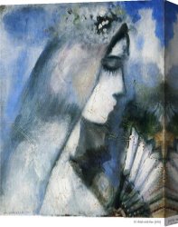 The Feathered Fan Canvas Prints - Bride with a Fan 1911 by Marc Chagall