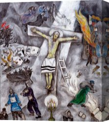 White Canvas Prints - White Crucifixion 1938 by Marc Chagall