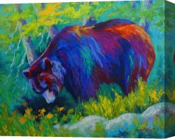 The End of Dinner Canvas Prints - Dandelions For Dinner - Black Bear by Marion Rose