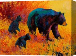 Family Canvas Prints - Double Trouble - Black Bear Family by Marion Rose