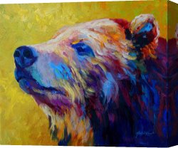 Boy Canvas Paintings - Pretty Boy - Grizzly Bear by Marion Rose