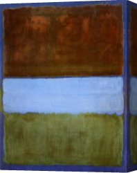 Wing of a Blue Roller Canvas Prints - No 61 Brown Blue Brown on Blue c.1953 by Mark Rothko