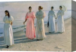 Beach Canvas Prints - Promenade on the Beach by Michael Peter Ancher