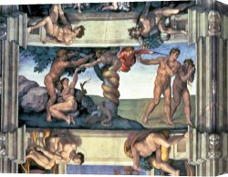 The Garden of Eden Canvas Prints - Sistine Chapel Ceiling The Fall of Man And The Expulsion From The Garden of Eden by Michelangelo Buonarroti