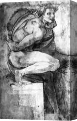 Agnus Dei Canvas Prints - Study of a Male Nude with Bent Leg Gabinetto Dei Disegni E Delle Stampe Uffizi Gallery Florence by Michelangelo Buonarroti