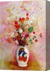 Flowers in a Blue Vase Canvas Prints - Bouquet Of Flowers In A Japanese Vase by Odilon Redon