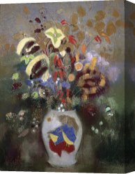 Flowers in a Blue Vase Canvas Prints - Still Life of a Vase of Flowers by Odilon Redon