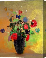 Flowers in a Blue Vase Canvas Prints - Vase Of Flowers by Odilon Redon