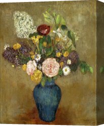 Flowers in a Blue Vase Canvas Prints - Vase Of Flowers by Odilon Redon