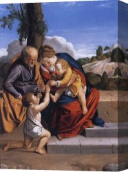 Family Canvas Prints - Holy Family with The Infant Saint John The Baptist by Orazio Gentleschi