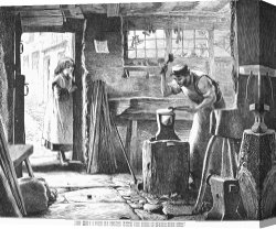 Swine, 19th Century Canvas Paintings - BLACKSMITH, 19th CENTURY by Others