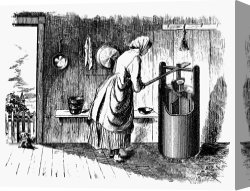 Swine, 19th Century Canvas Paintings - BUTTER CHURN, 19th CENTURY by Others