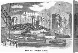 1878 Canvas Paintings - Chicago River, 1878 by Others