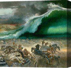 African Keeping a Horse at The Side of a Sea Canvas Paintings - Crossing the Red Sea by Others