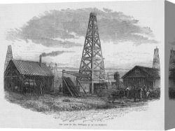 Oil Canvas Paintings - OIL WELL, 19th CENTURY by Others