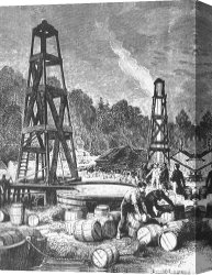 Oil Canvas Paintings - Oil Well, 19th Century by Others