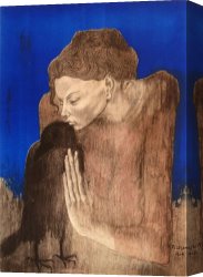 Woman Canvas Paintings - The Woman with The Raven by Pablo Picasso